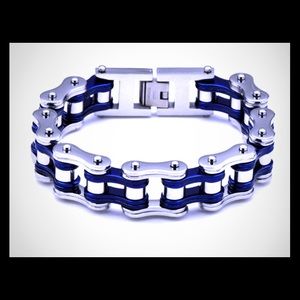 Mens D&Z Stainless Steel Motorcycle Bike Bracelet